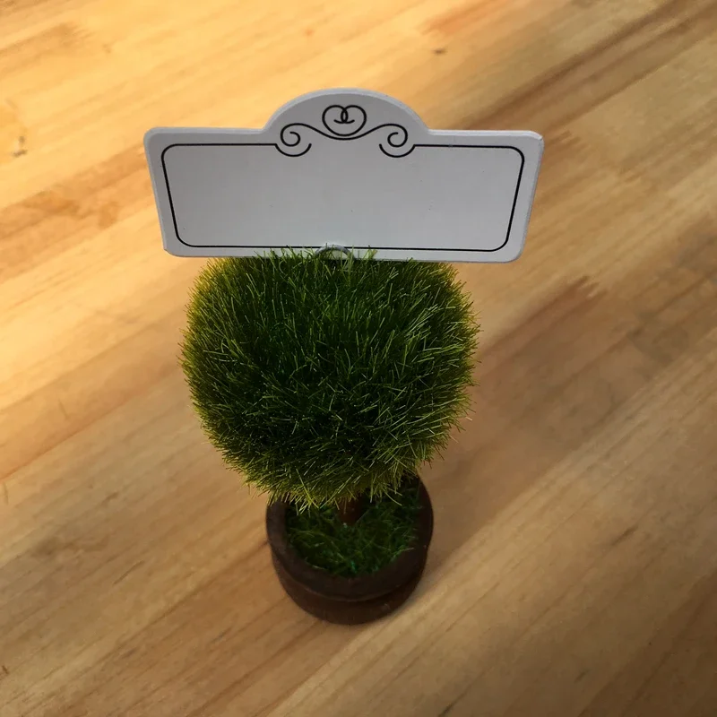 1PC Green Puffer Ball Topiary Photo Holder / Place Card Holder Garden Party Wholesale