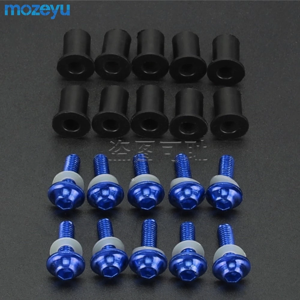 

10 Pieces 5MM Windshield Bolt Windscreen Mounting Screw Kit For Yamaha YZF R6 YZF-R6 YZFR6 r6 yfz 1999 2000 2001 2002 2003 2004