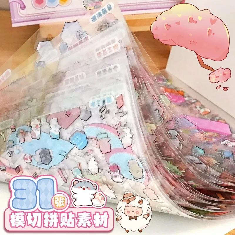 56-teilige Szenenaufkleber-Kollektion, 3D-Stereo-Landschaftsbau-Aufkleber, Planer-Dekorationsaufkleber, DIY-Szenenmontage, perfekt für Partygeschenke, Aktivitäten und Dekoration, ideal für Weihnachtsgeschenke