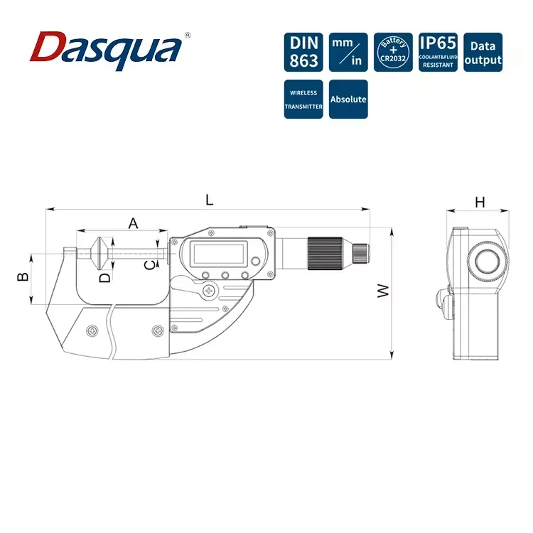 Dasqua 0-25mm 25-50mm 50-75mm 75-100mm IP65 Waterproof Quick- Move Digital Micrometer Electronic Wireless System