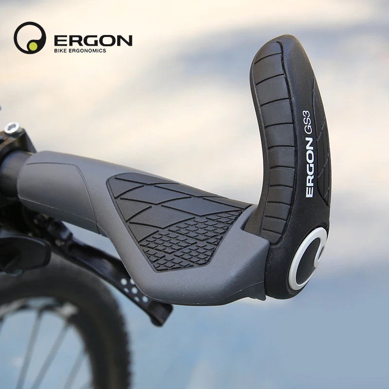 ERGON GS3 Bicycle Handlebar Grip Anti-slip Rubber Grips MTB Cycling Handle Grips Bike Bar End Adjustable Mount Hand Covers 5Nm