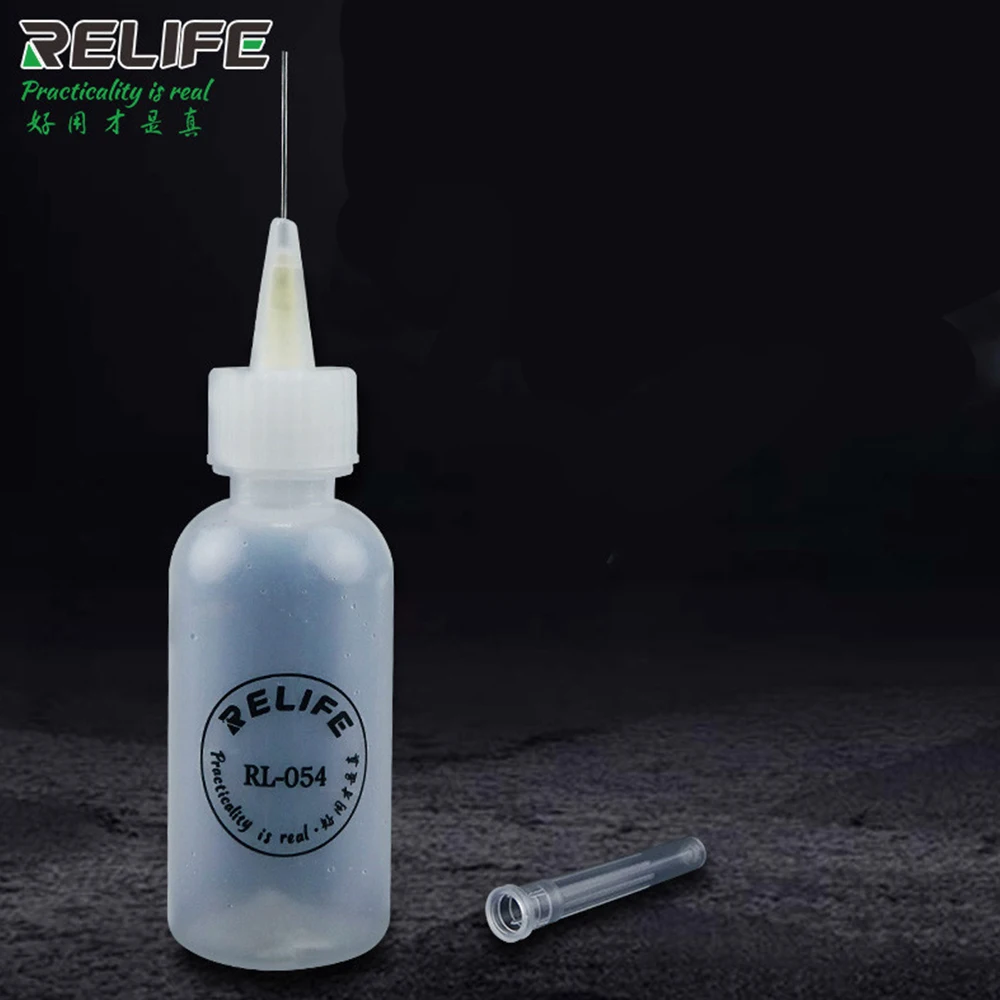 RELIFE RL-054 50ML Solvent bottle Needle Tip Soldering Cleaning Liquid Flux Alcohol Oil Dispenser Plastic Hand Bottle Cleaner