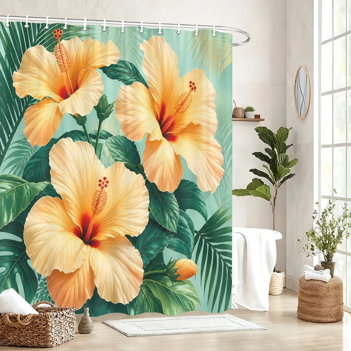 Vibrant Themed Polyester Bathtub Curtain - Stylish Printed Shower Curtain for Bathroom Decor, Diverse Fun Designs