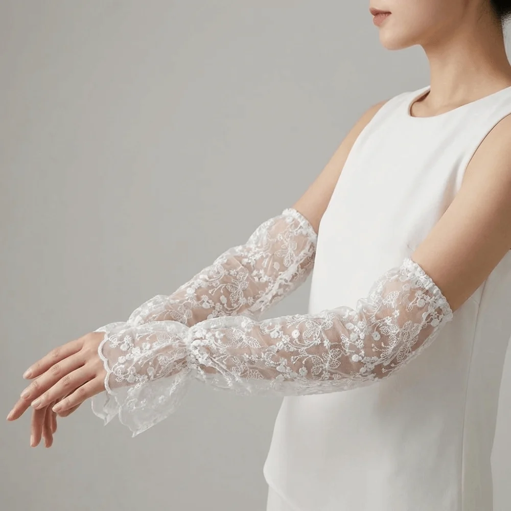 

Дышащие эластичные рукава из ледяного шелка с сетчатыми вставками, свободные, с цветочным узором, для защиты от солнца, для девочек