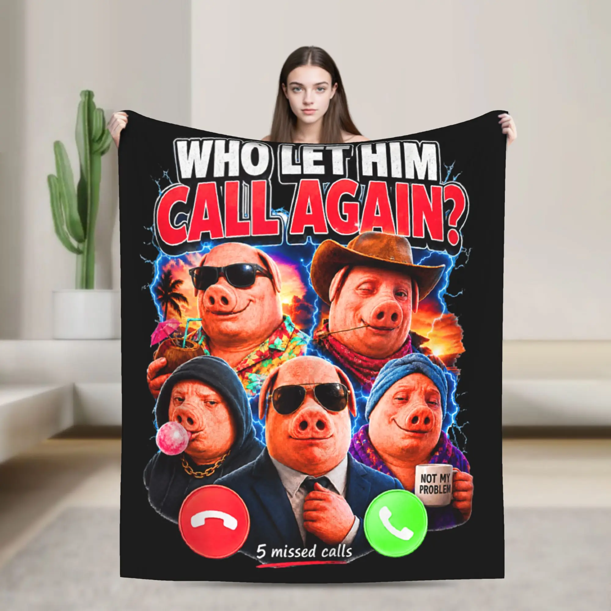 John Pork Who Let Him Call Again Blanket Quality Warm Comfy  Throw Blanket Winter Picnic Living Room Casual Bedspread