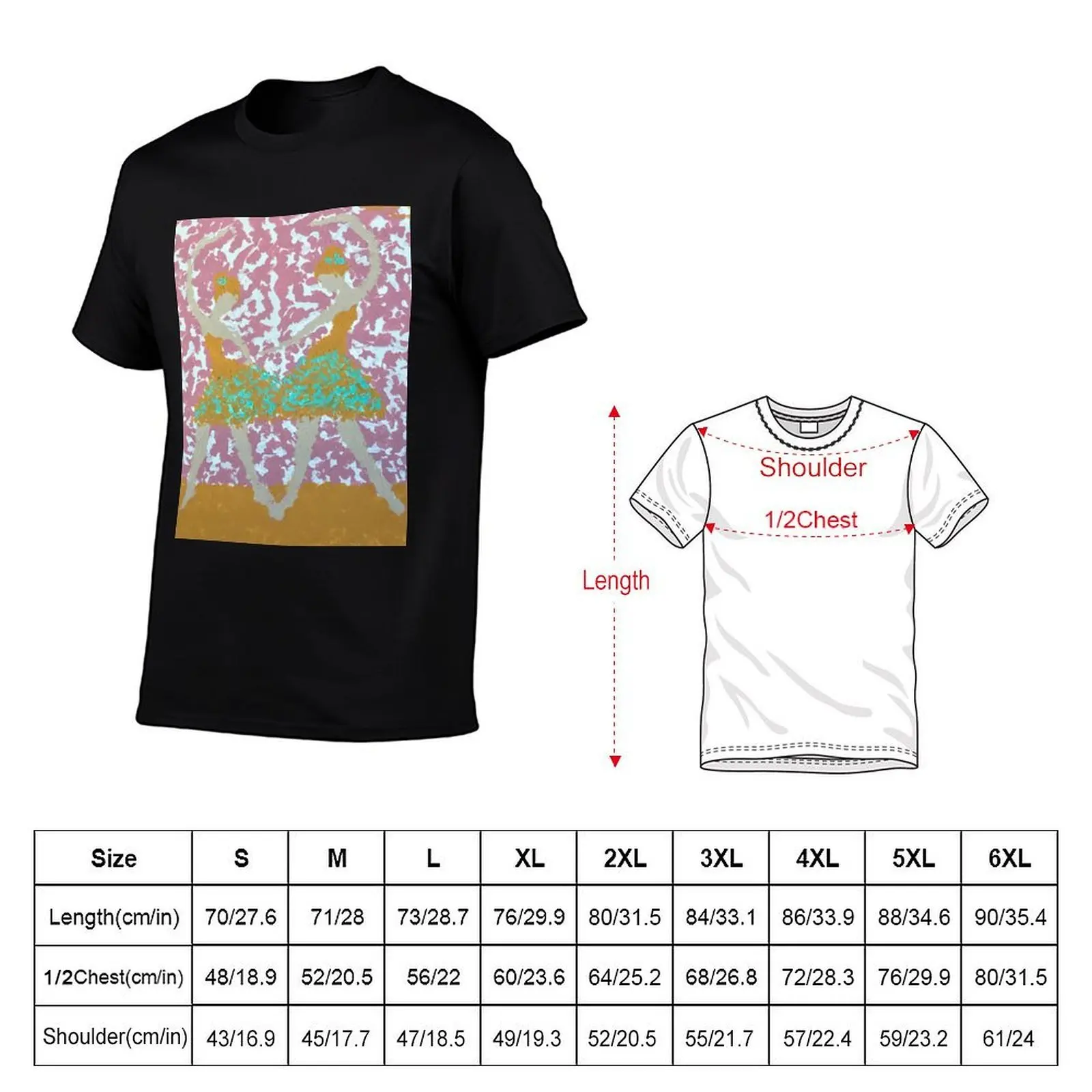 Two Dancers T-Shirt, Summer Casual Cotton Tee, Oversized Streetwear Tops, Vintage Graphic Print, Loose Fit Short Sleeve