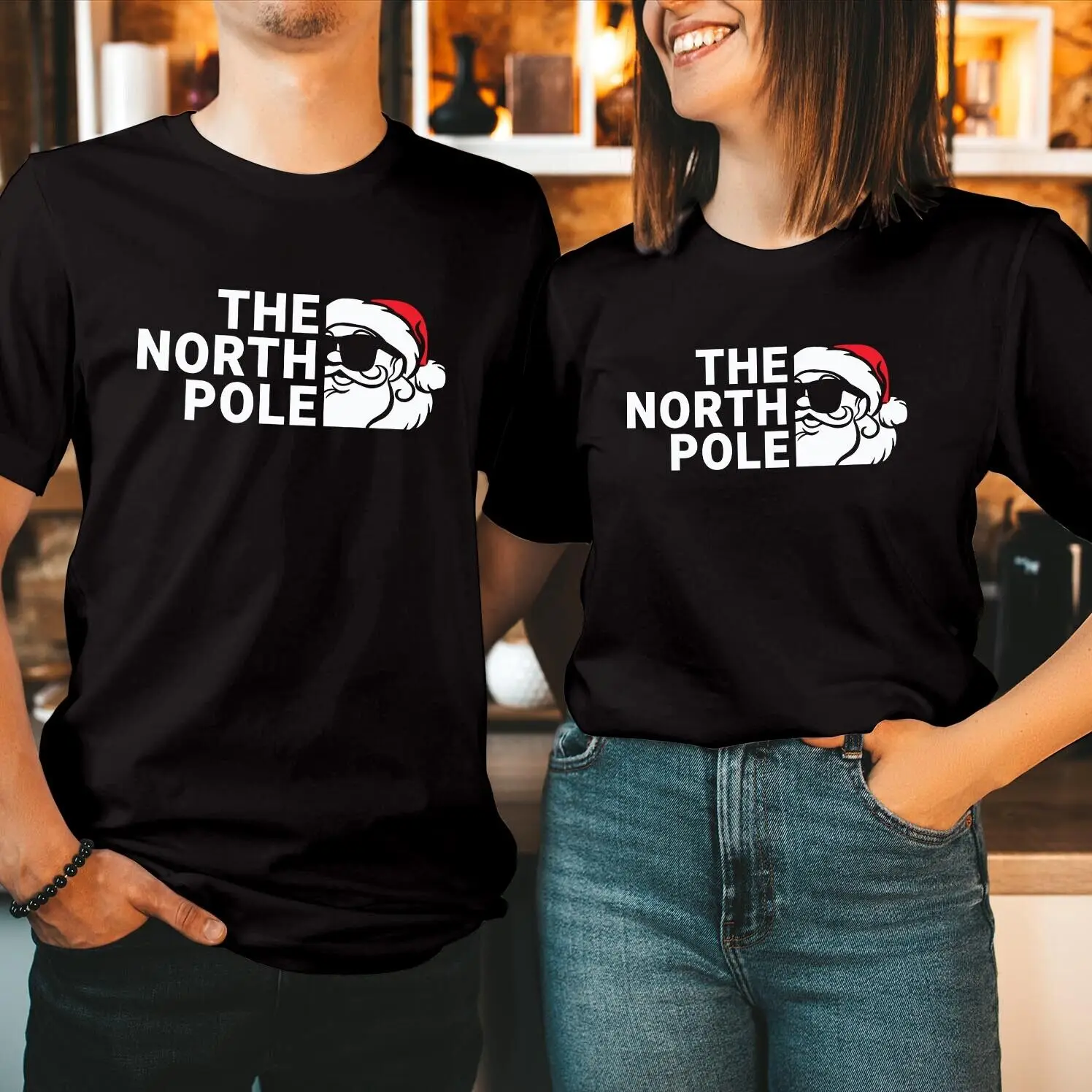 The NORTH POLE Santa Clause Christmas T-Shirt Lapland Holiday Tops Celebrating Christmas Day with a T-shirt