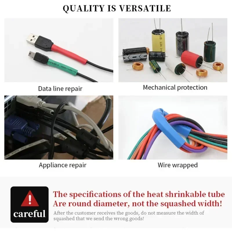 1/2/5Set Heat Shrink Tubing Wrapping kit 2:1 Shrinkable Wire Shrinking Wrap Tubing Wire Connect Cover Protection Sleeving