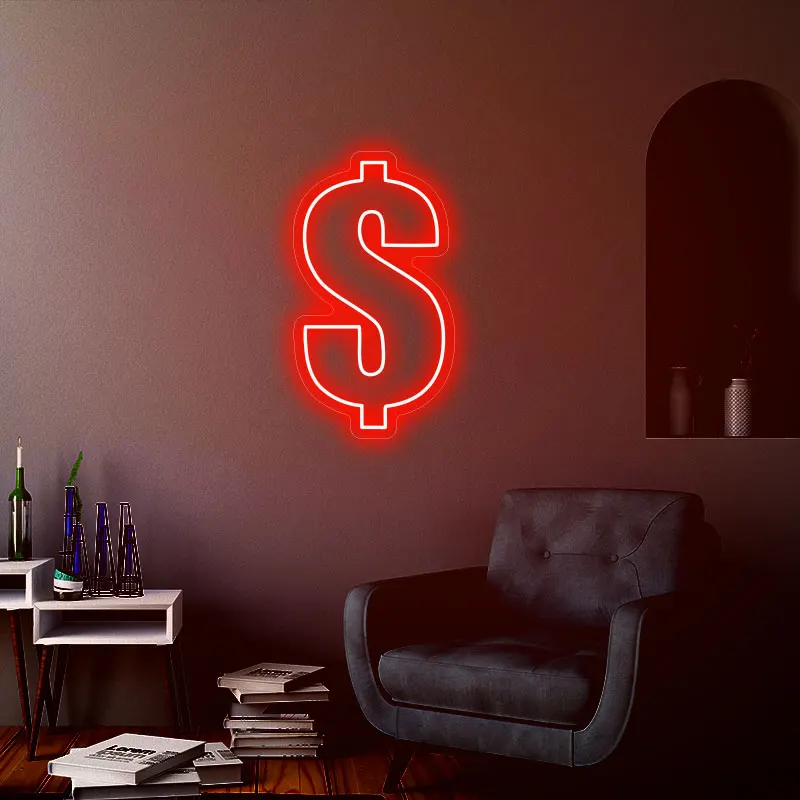 Dollar led neon sign for bussiness office ,Home, Room, Shop Board Wall Decor | Neon Led bedroom Lights | Party, Birthday gift