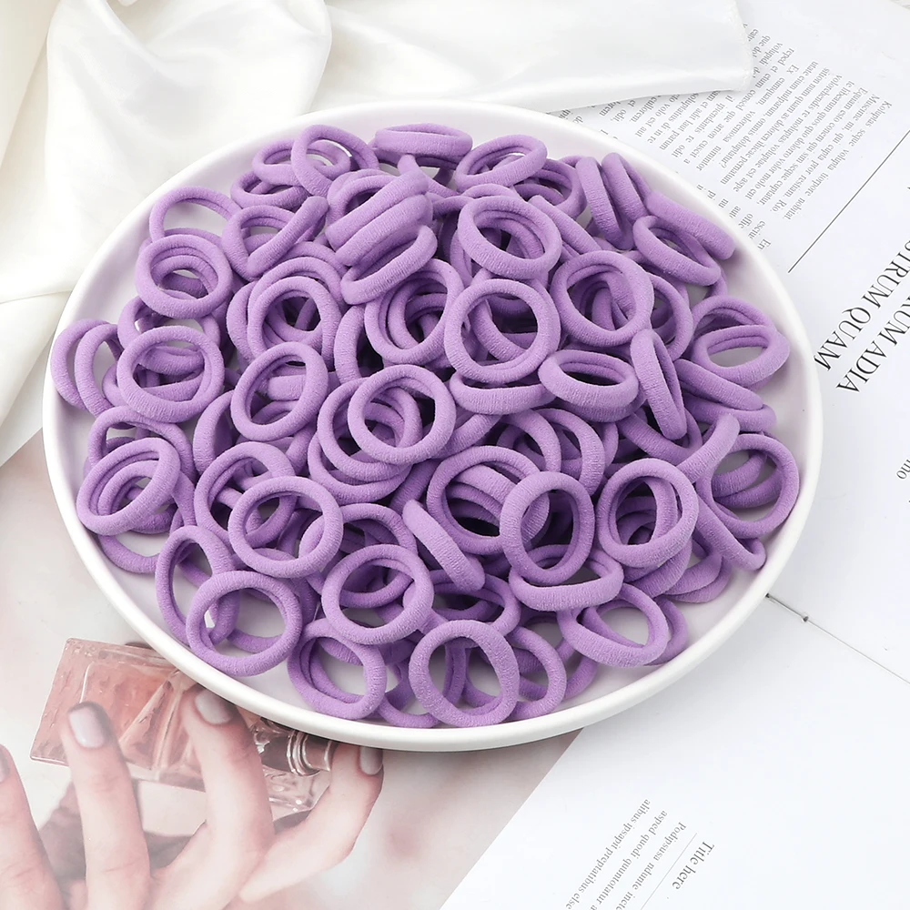 50-200 Stücke Kinder Candy Farbe Haarband Mädchen 3 CM Grundlegende Bunte Haargummi Pferdeschwanz Halten Elastische Haargummis Haarschmuck – Detail 12