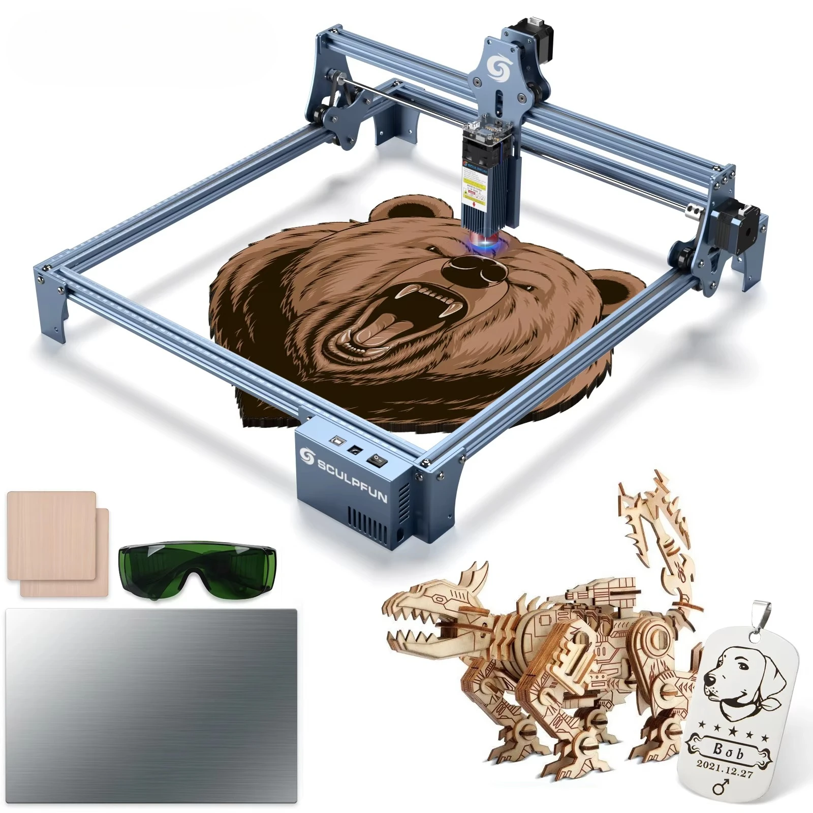 

S9 90W Stainless Steel Laser Engraving Machine CNC DIY Logo Desktop Diode Laser Engraver for Wood