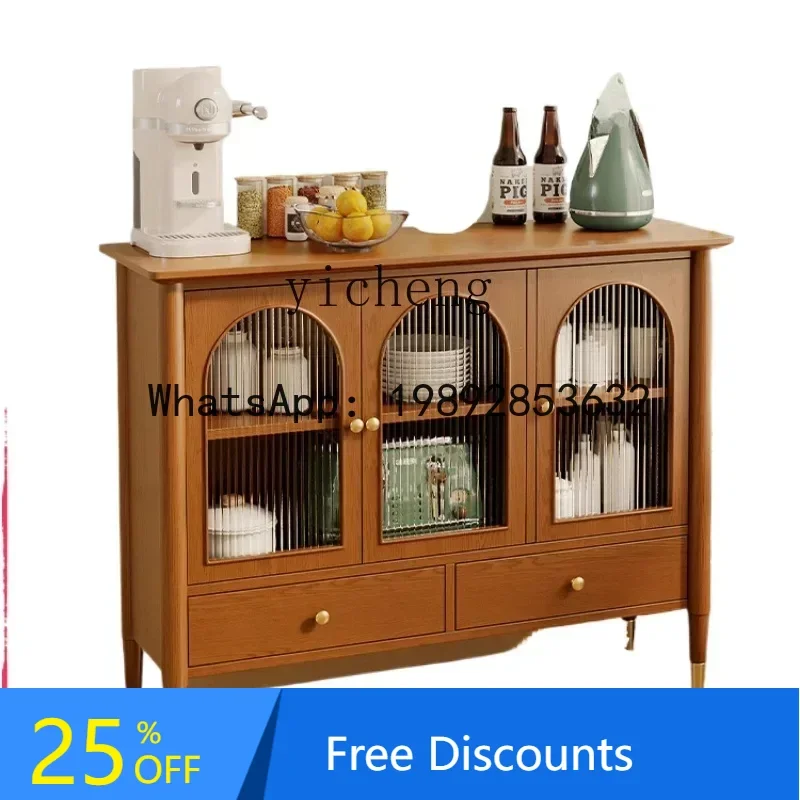 

LYY Vintage Sideboard Cabinet Mid-Ancient Style Solid Wood Wall Locker Decorative Wine Cabinet