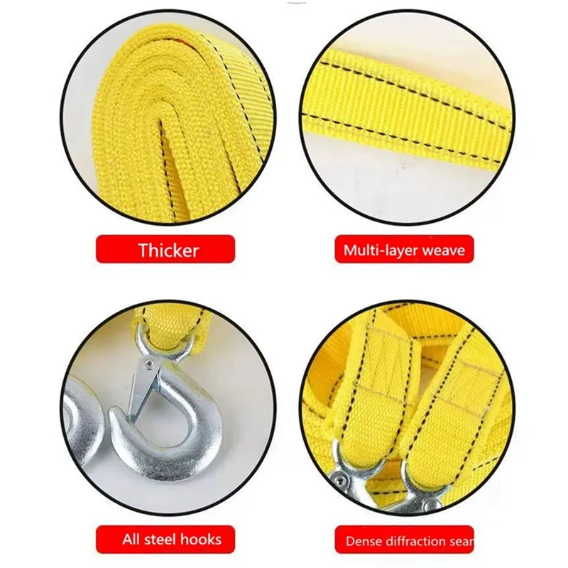 Thickened Tow Rope Car Tow Rope Car Car Offroad Towing Rope Towing Belt Car Rope 5 Ton Tow Rope