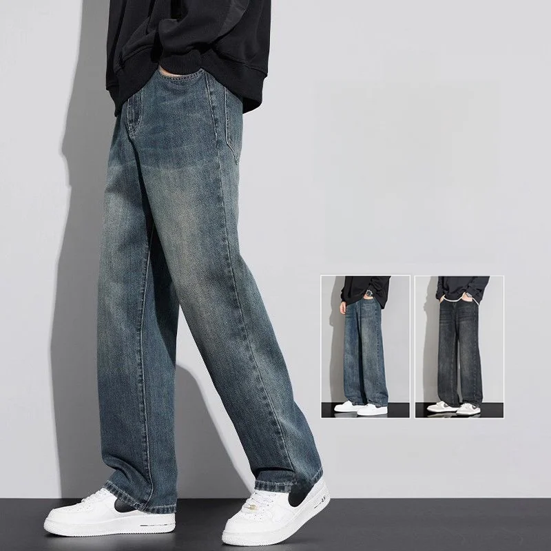 

Мужские повседневные джинсы прямого кроя из смесового хлопка для осени и зимы, комфортные, универсальные, с высокой талией, на молнии, различные...