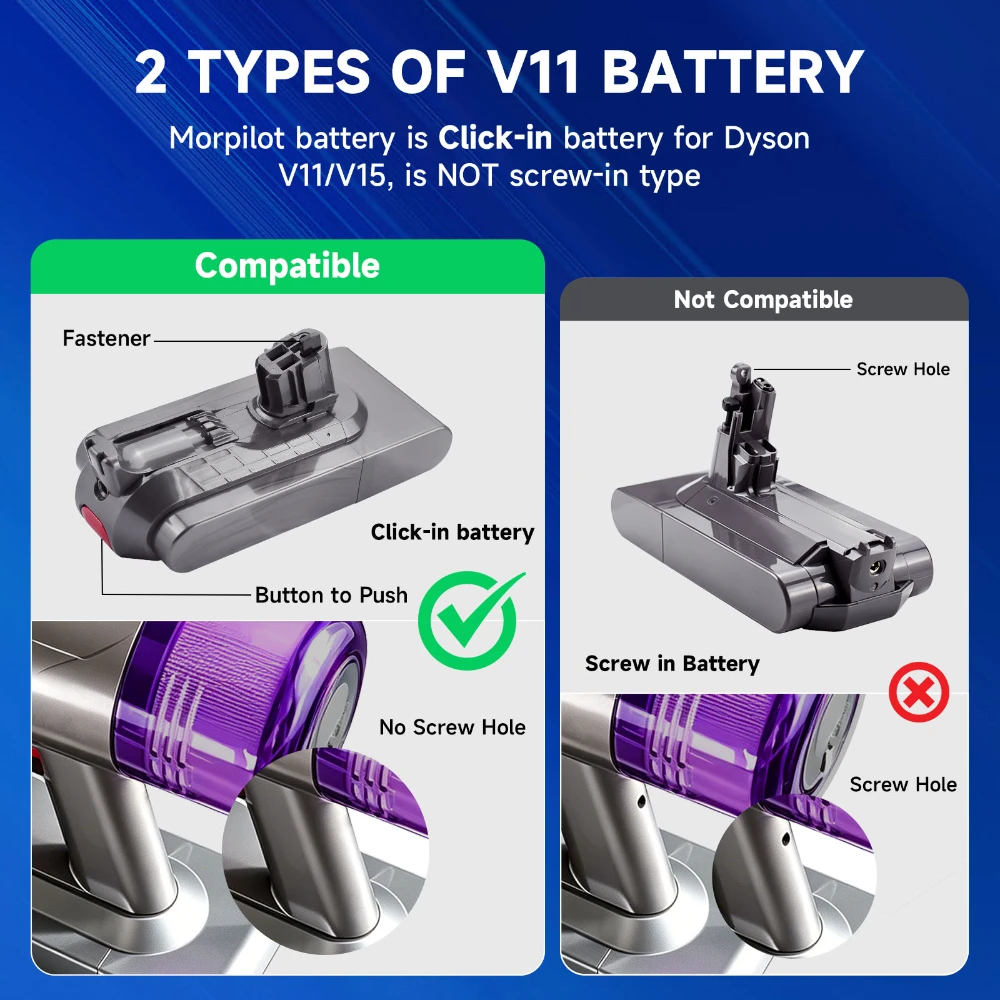 25.2V Battery for Dyson V11 SV15 SV16 SV17 SV18 SV22 SV28, V11 Absolute V11 Animal V11 Fluffy V11 Button Click Vacuum Cleaner
