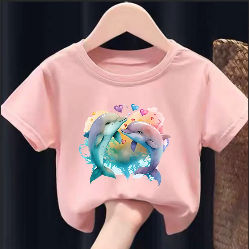 Życie morskie rybi żółw delfin nadruk zwierzęta dla dzieci t-shirt dla chłopców i chłopców