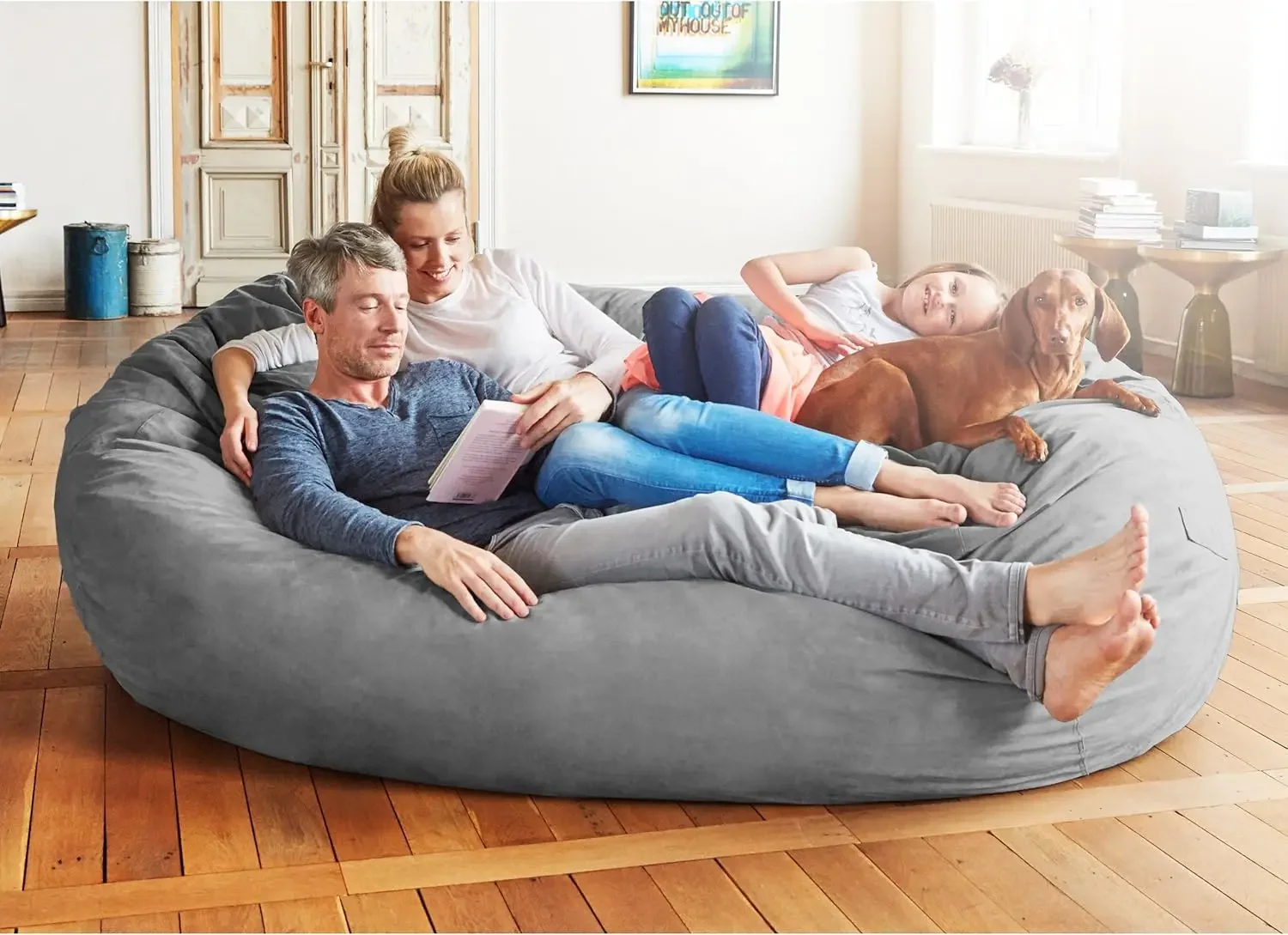 Bean Bag Chair with Microsuede Cover - Ultra Soft, Foam Filling, Washable Jumbo Sofa for Kids