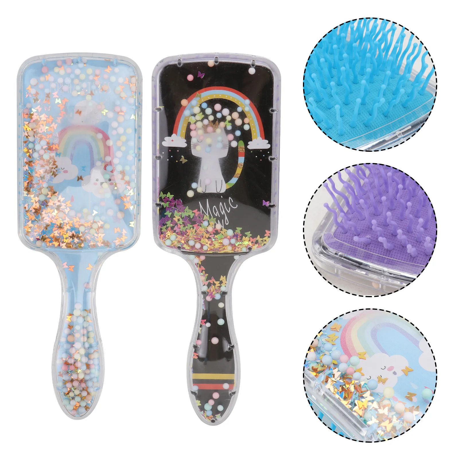 

2Pcs Combs ABS Cartoon Pattern Portable Hairbrushes for Salon Home Office Massage Comfortable Lightweight Eliminate Knots