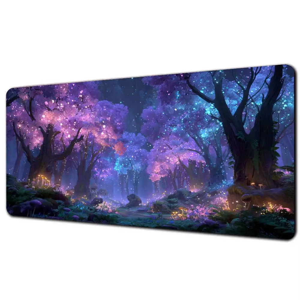 Forest Secret Realm Theme TCG Playmat Magic Card Battle Mat 35X60CM Desk Mat Tapete Magic Mat Non-Slip Durable Stitched Edge
