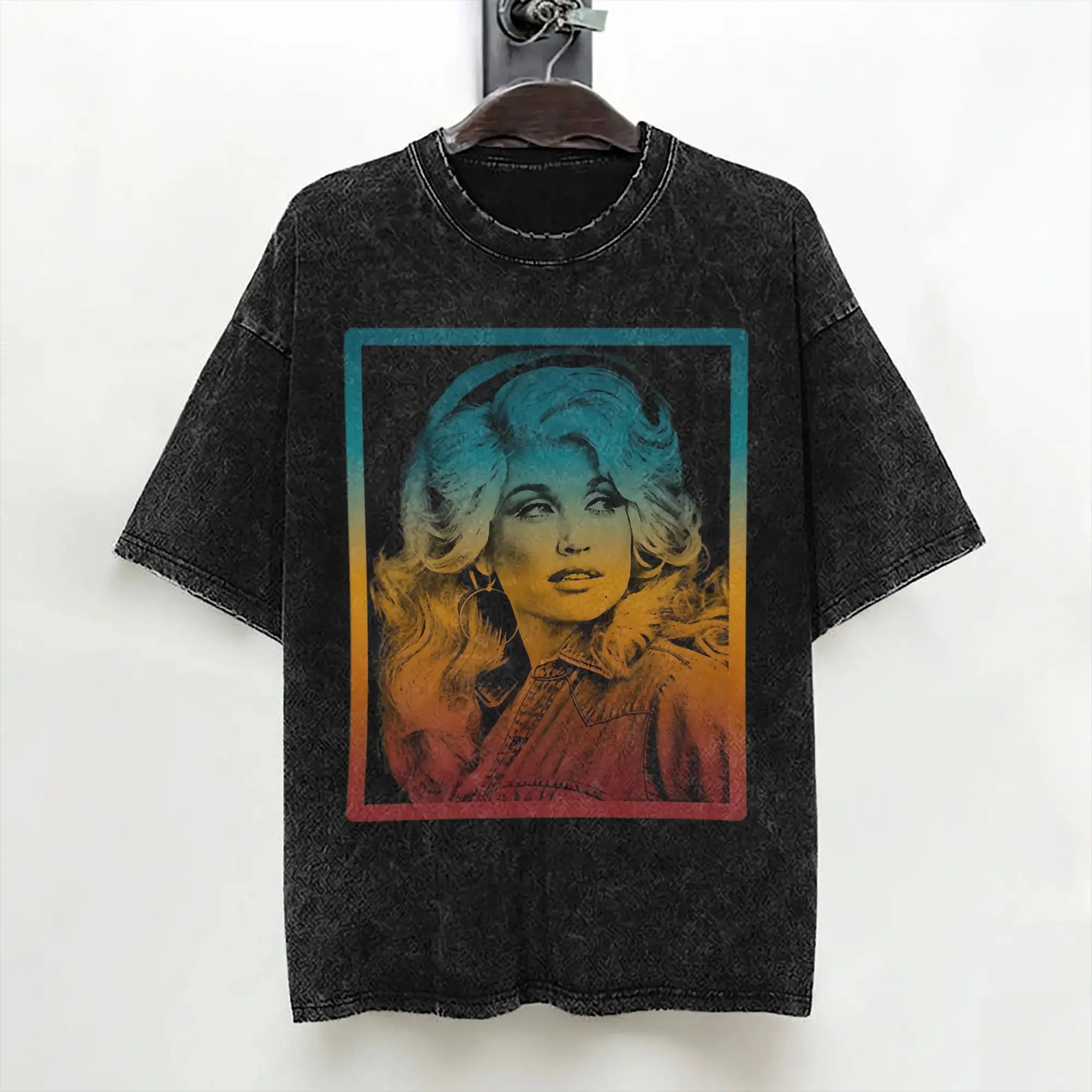 Singer D-Dolly Parton T Shirts Washed Short Sleeve Oversize T-Shirt  Vintage for Men Women Streetwear Printed Tee Shirt