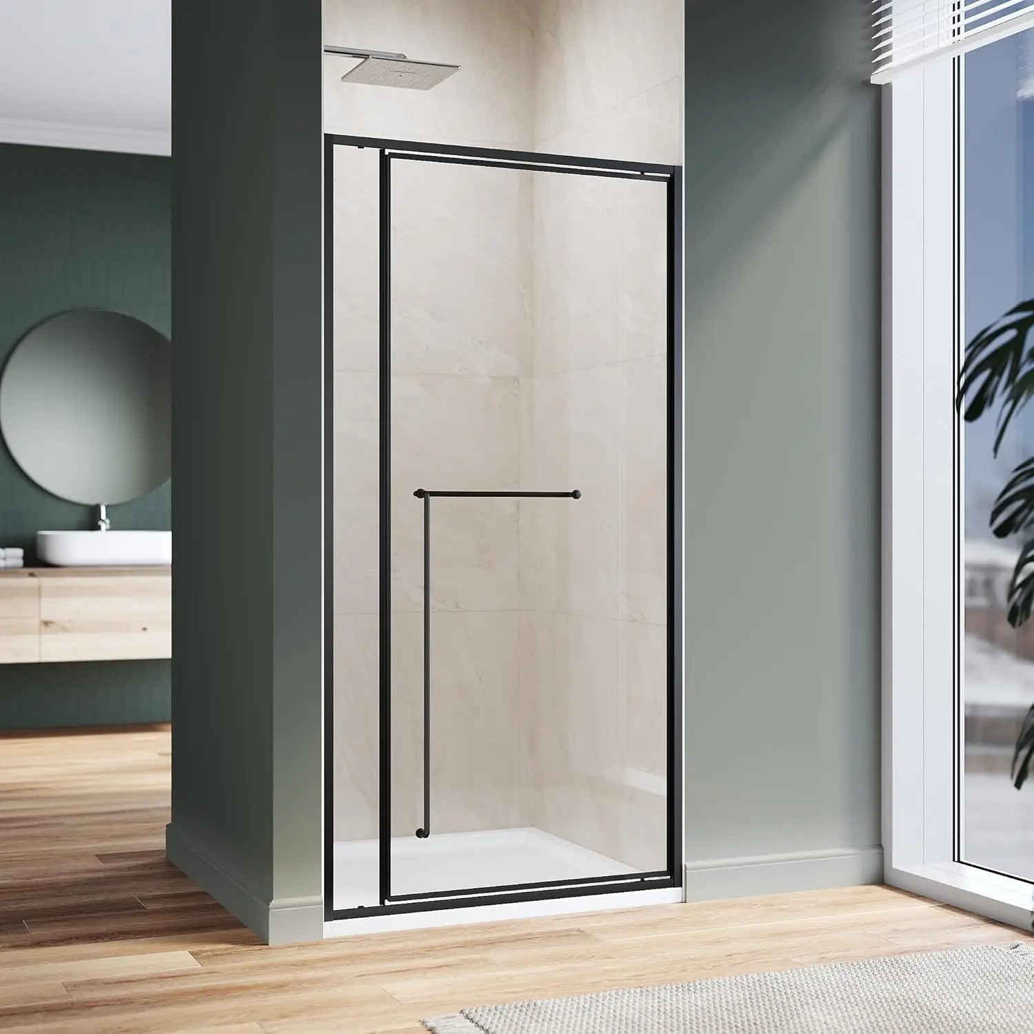 

Раздвижная душевая дверь Pivot Swing, 40 дюймов в глубину x 72 дюйма в ширину H | Душевая дверь толщиной 1/4 дюйма Прозрачное закаленное стекло | Поворотная душевая дверь | Черный (для душа)