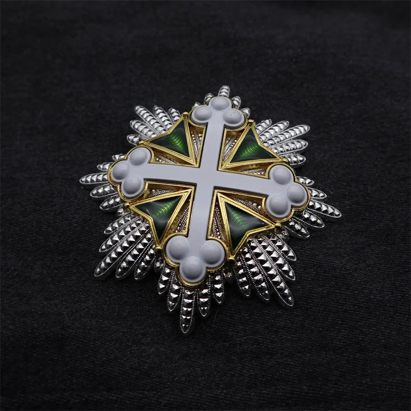 Italian Grand Officer Saint Maurice Medal Replica Classic Metal Badge Prussian Style Cross Brooch DIY Clothing Decoration Pin