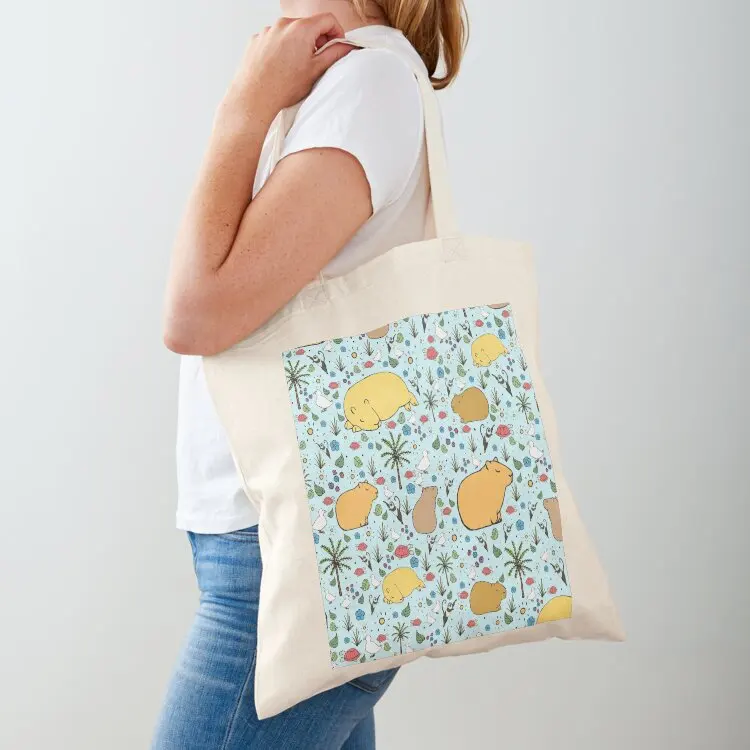 

Capybaras in Blue Tote Bag cloth bag woman Shopping bags Fabric bag