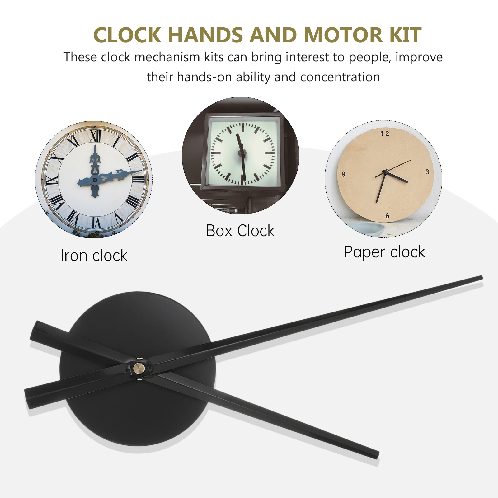 

Metal Large Pointer Clock Dial Replacement Hands Mechanism Movement Kit Wall Clock Parts Accessories Durable