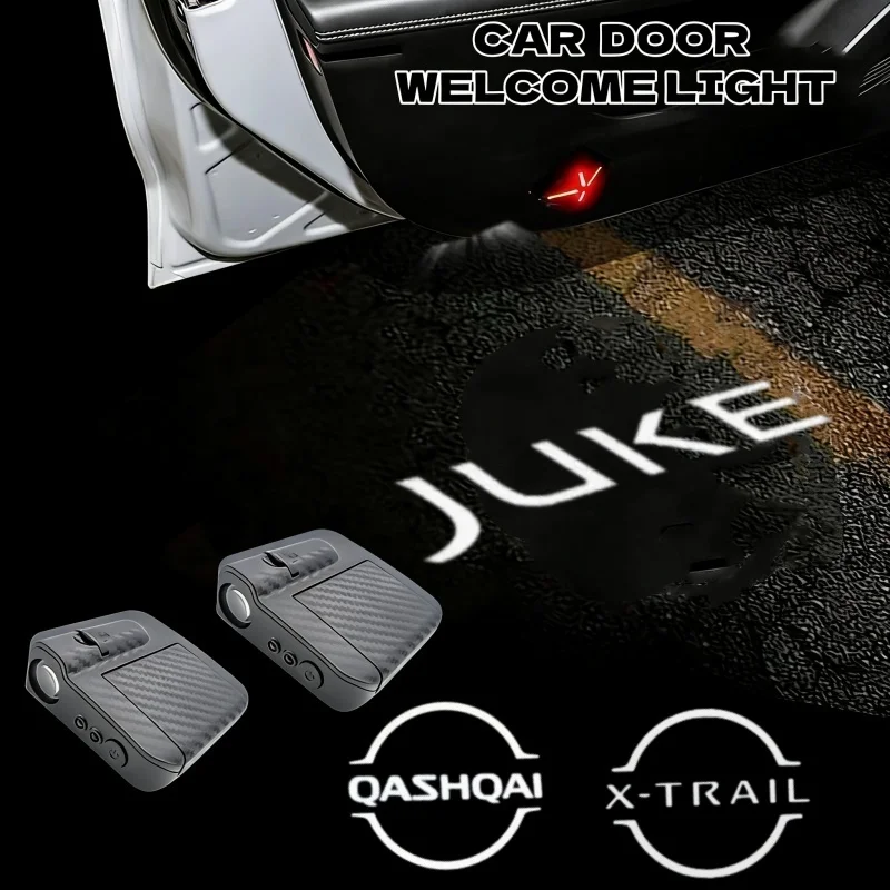 

2PCS for Nissan juke X-trail T30 T31 2001-2014 QASHQAI Auto Car Door Welcome Lamp Logo Courtesy Projector LED Light Accessories