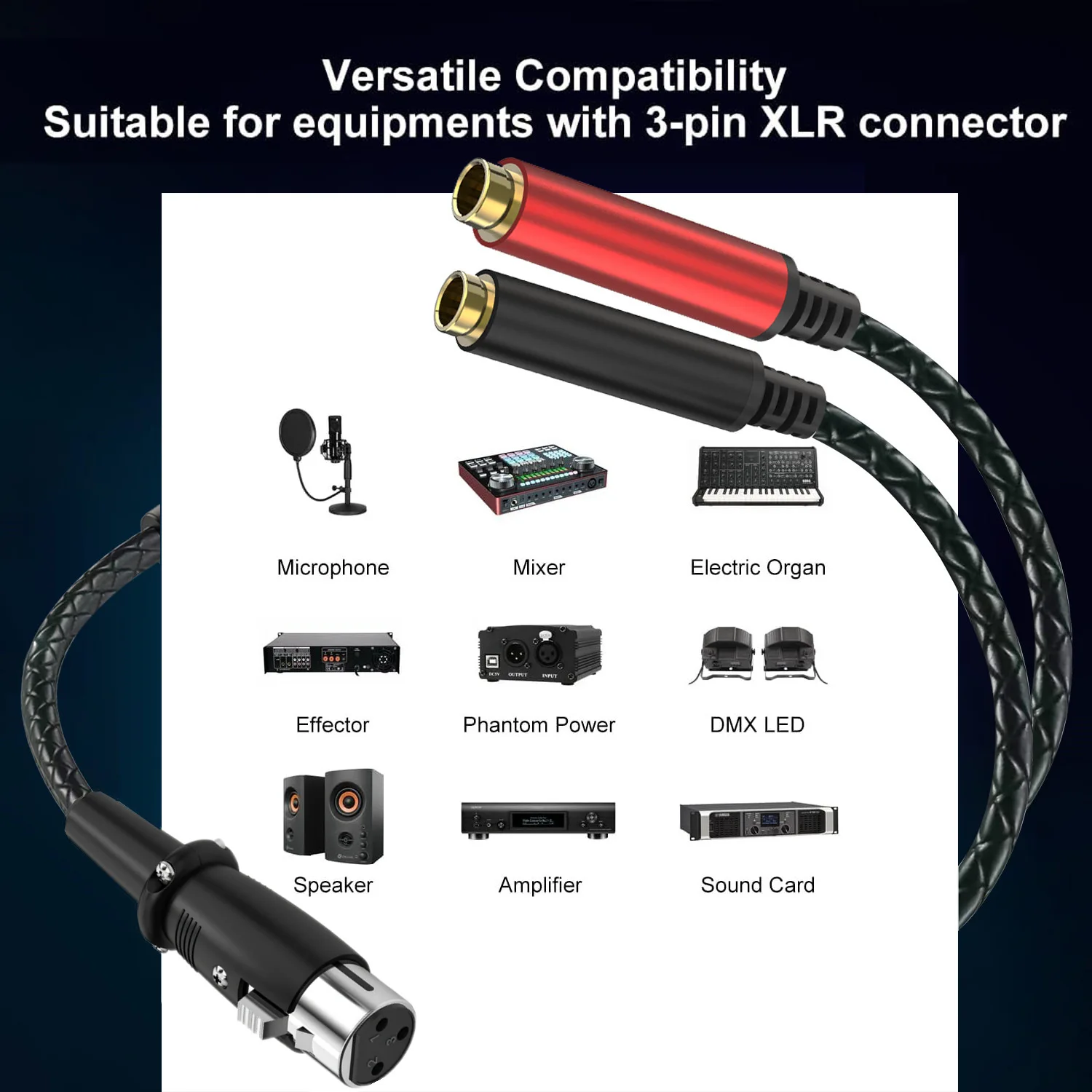3Pin XLR Female To Dual 6.35mm - Earphone Splitter Jack recension och pris