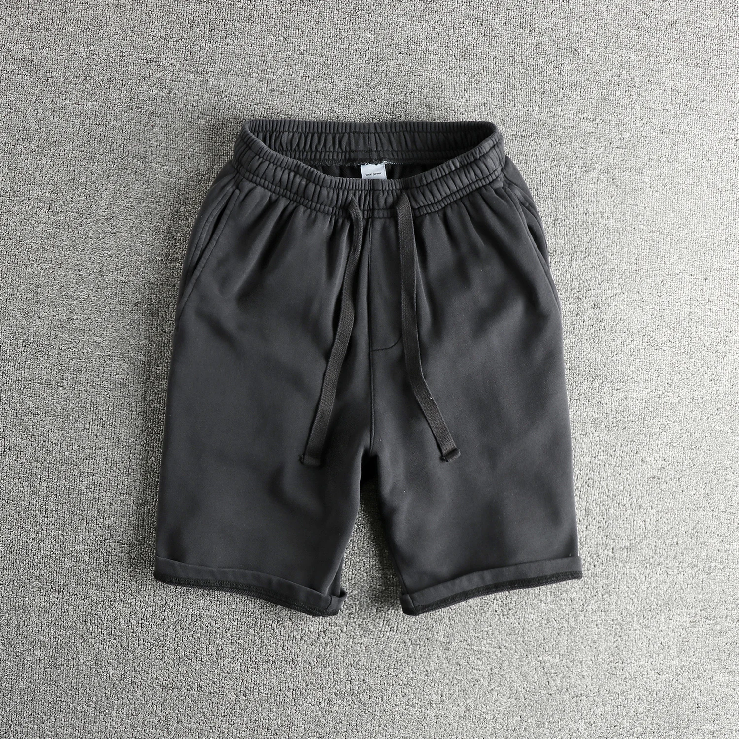 Summer Full Cotton Terry Rings, Slightly Loose Knitted Short Hoodies For Men, Heavy Washing And Old American Five-point Pants