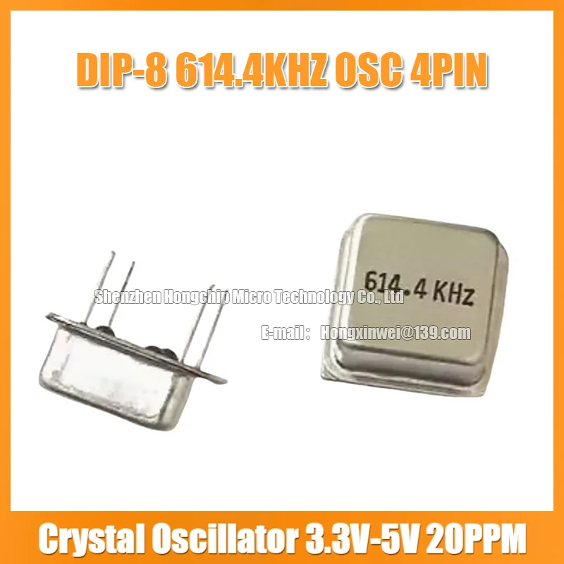 2PCS 614.4 KHZ DIP-4 614.4KHZ 614.4K OSC 4PIN Half Size Active Square Crystal Oscillator 3.3V-5V 0.6144MHZ DIP-8
