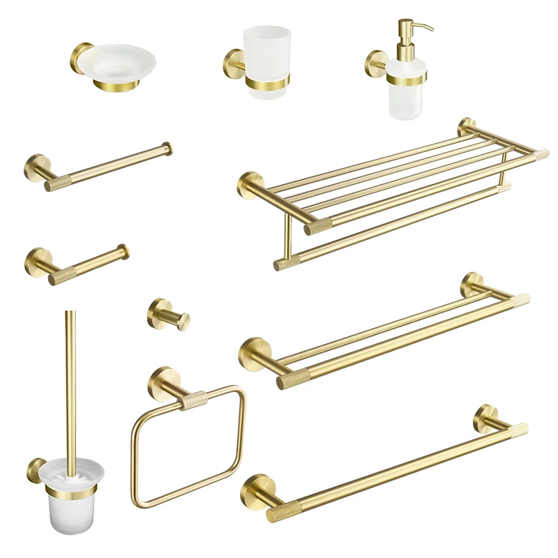 

Brushed Gold Wall Mount Shelf Toilet Bath Hardware Paper Holder Towel Bar Rack Rail Rod Robe Hook Hanger Bathroom Accessories