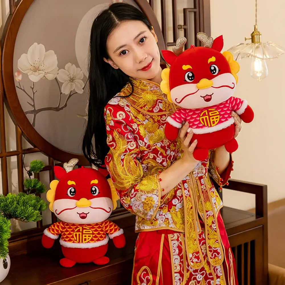 

2024 Year of Dragon Mascot Plush Doll Chinese New Year Zodiac Dragon Stuffed Animals Decorations Luck Dragon Toys Gift