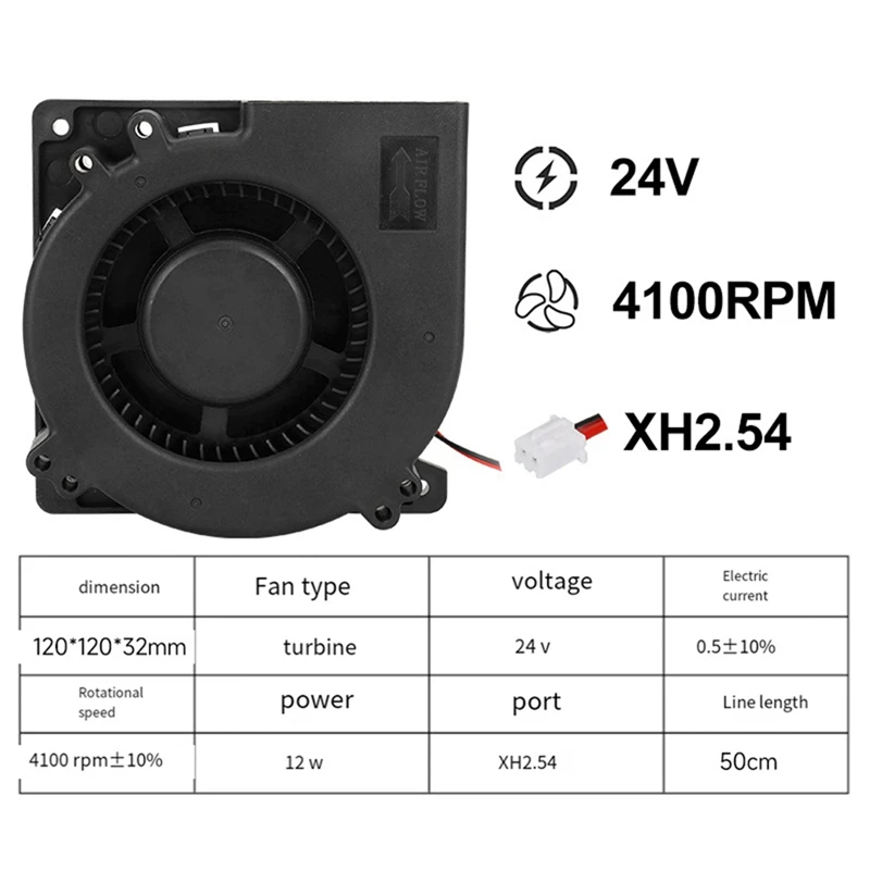 12032 For KLP1 Upgrade Cooling Fan 12W 24V 4100RPM Turbo Blower Fans 3D Printer Spare Parts Accessories