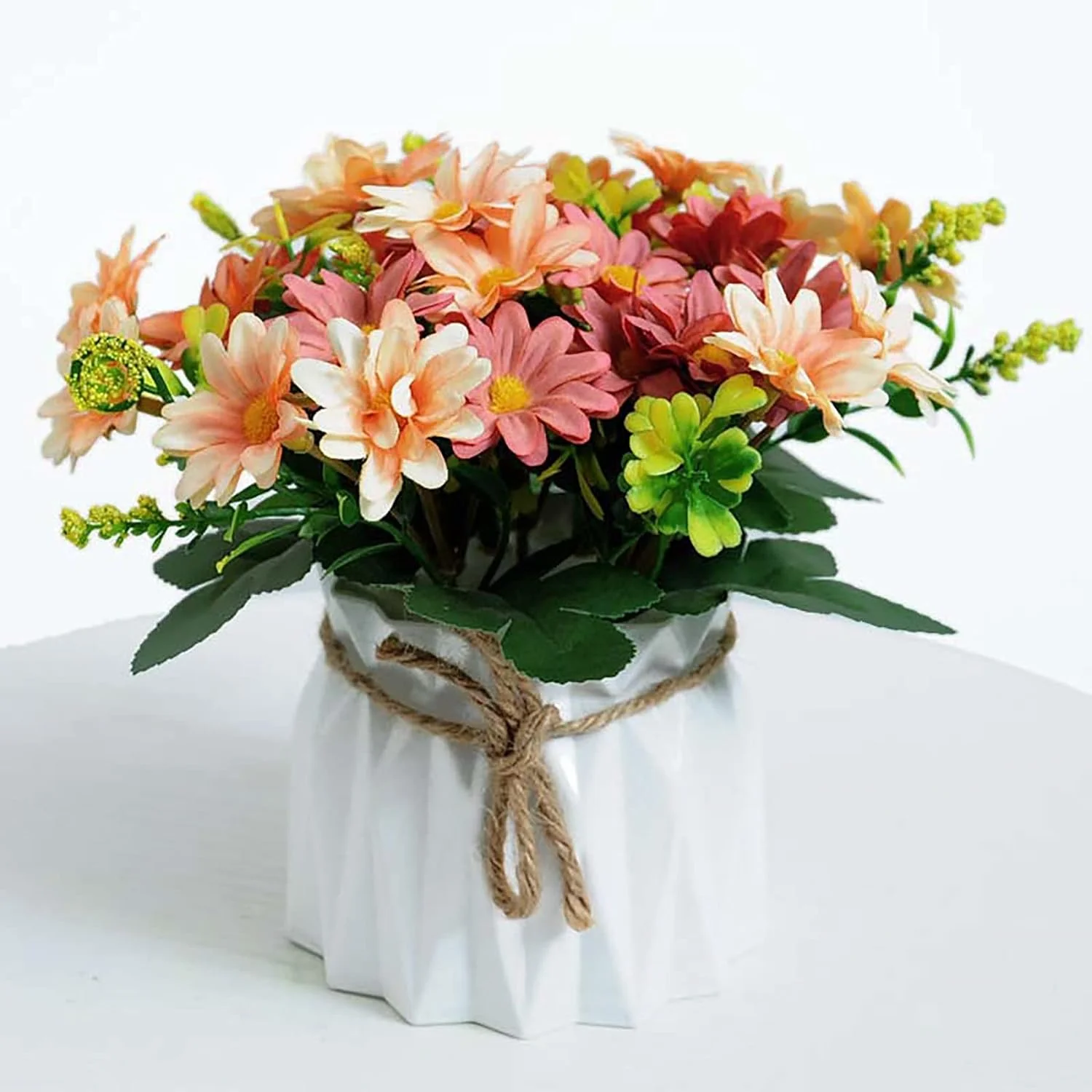 

Real Touch Artificial Daisy Flowers in Vase, Faux Silk Fake Daisies Arrangement for Table Centerpiece, DIY Farmhouse Decor for L