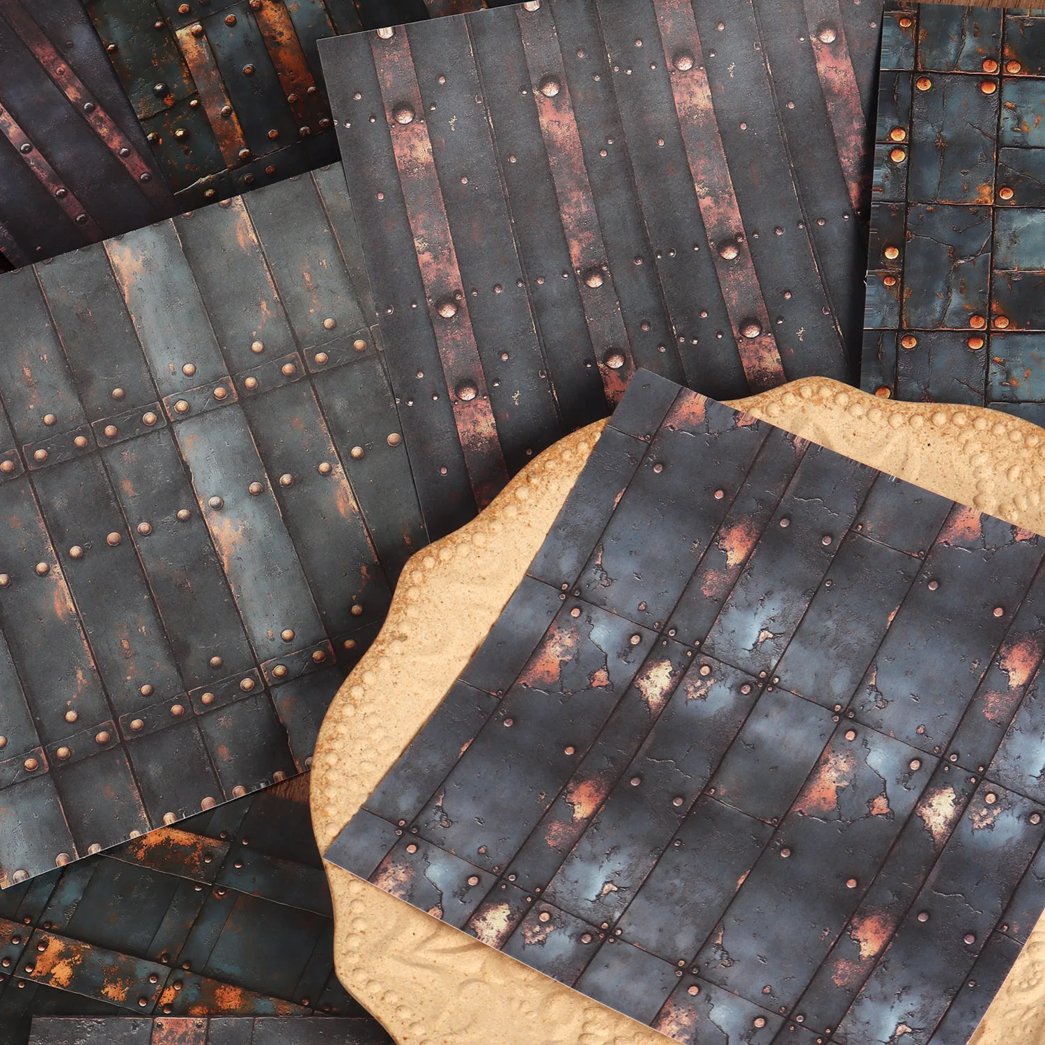 12 Blatt Steampunk-Hintergrund, große, selbstklebende, ästhetische Scrapbook-Aufkleber, für Scrapbooking-Zubehör, Bastelbegeisterte – Detail 5