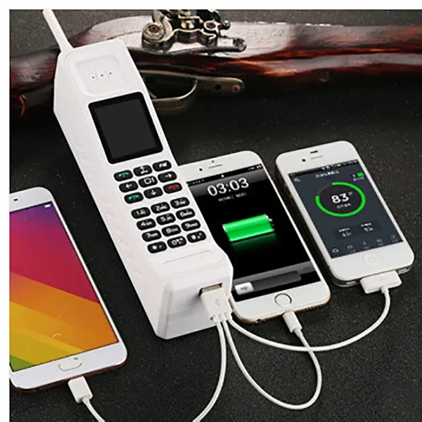 Retro Power Bank Cell Phone Dual Sim Loud Speaker FM radio Mp3  Shockproof Big Bar China Mobile Phones Keyboard KR999