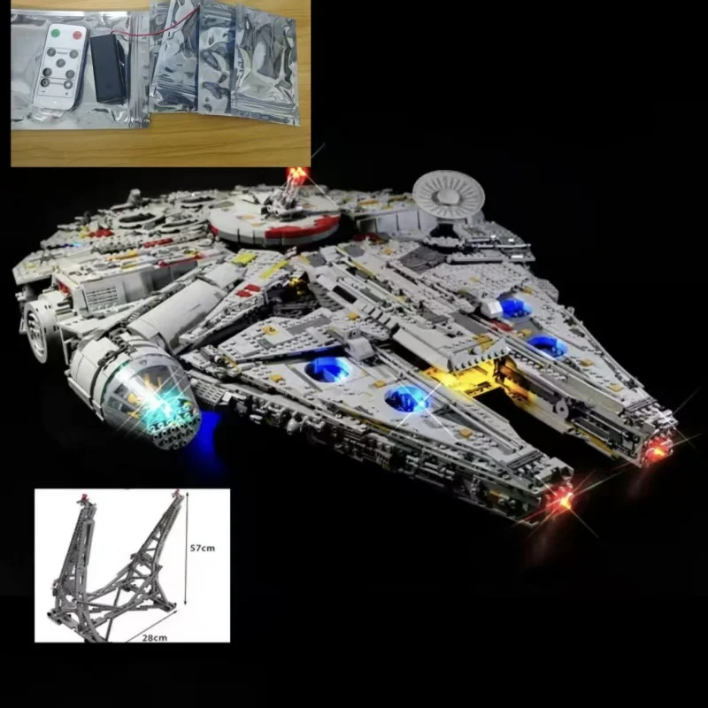 

Новый комплект светодиодных фонарей 2025 года, совместимый с Millennium Falcon 75192 и 81085 (только светодиодные фонари), вертикальный кронштейн Millennium Falcon.