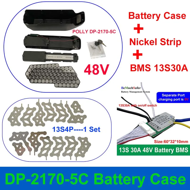 REENTION POLLY DP-2170-5C Battery Case Accessories 36V 48V Box Nickel Strip BMS 52PCS 21700 Cells for DIY DP-5C 21700 Battery