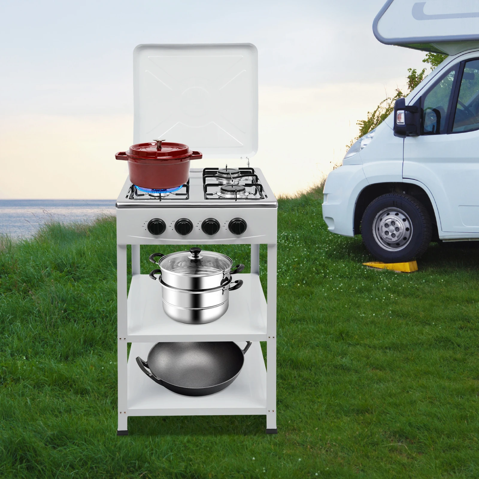 

Gas Stove 4 Burners LNG/LPG Manual Ignition Stainless Steel Gas Cooker 494979cm Kitchen Gas Stove for Home Commercial