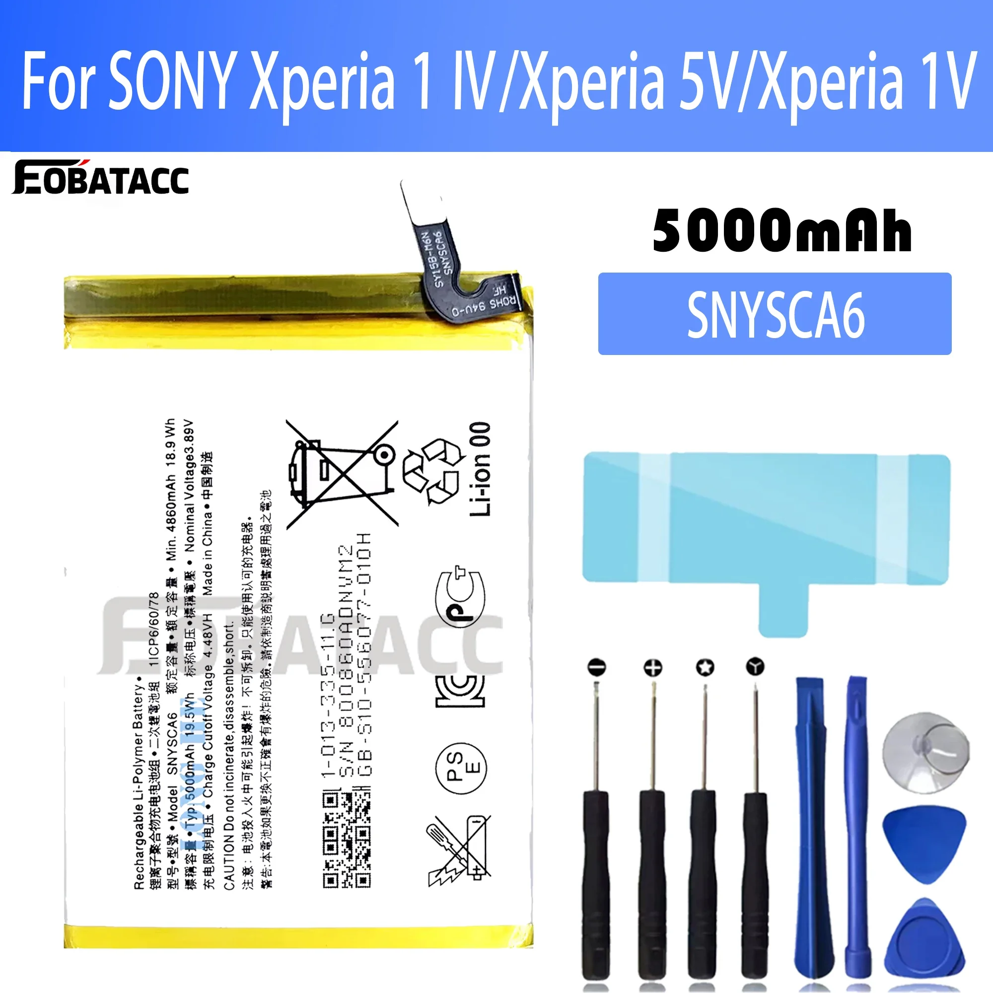 100% New Original Battery SNYSCA6 For Sony Xperia 1 Ⅳ/Xperia 5V/Xperia 1V Battery + Free Tools