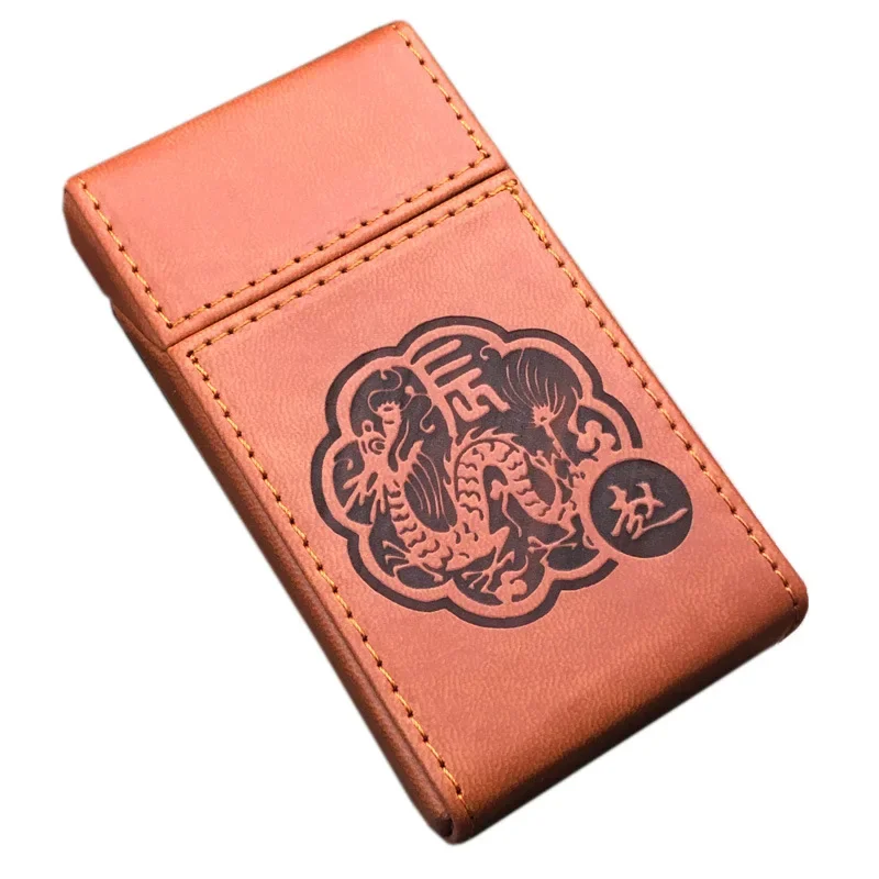 Skim Cigarette Case For Women Ultra-Thin Portable Leather Long Tobacco Box