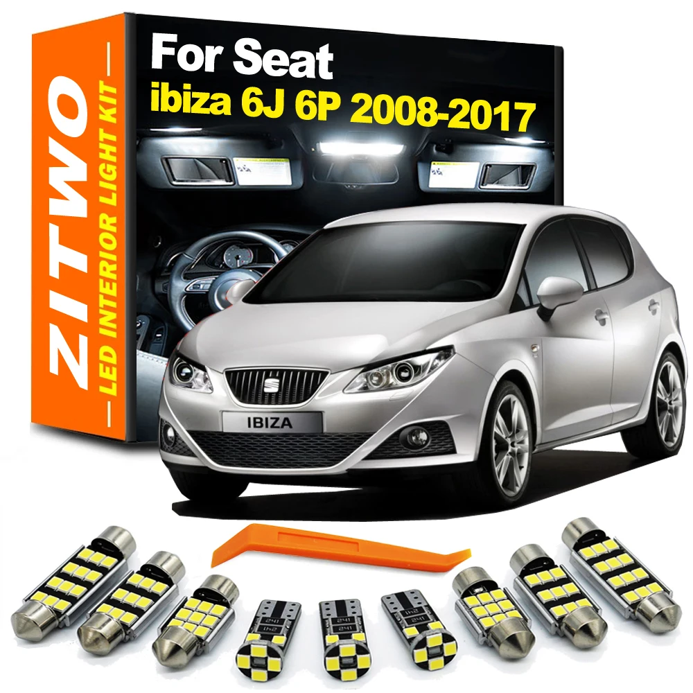 ZITWO-Kit d'éclairage de coffre de lecture Canbus, ampoule LED, carte intérieure, breton, Seat Ibiza 6J 6P MK4 2008 2009 2010 - 2015 2016 2017, 8 pièces