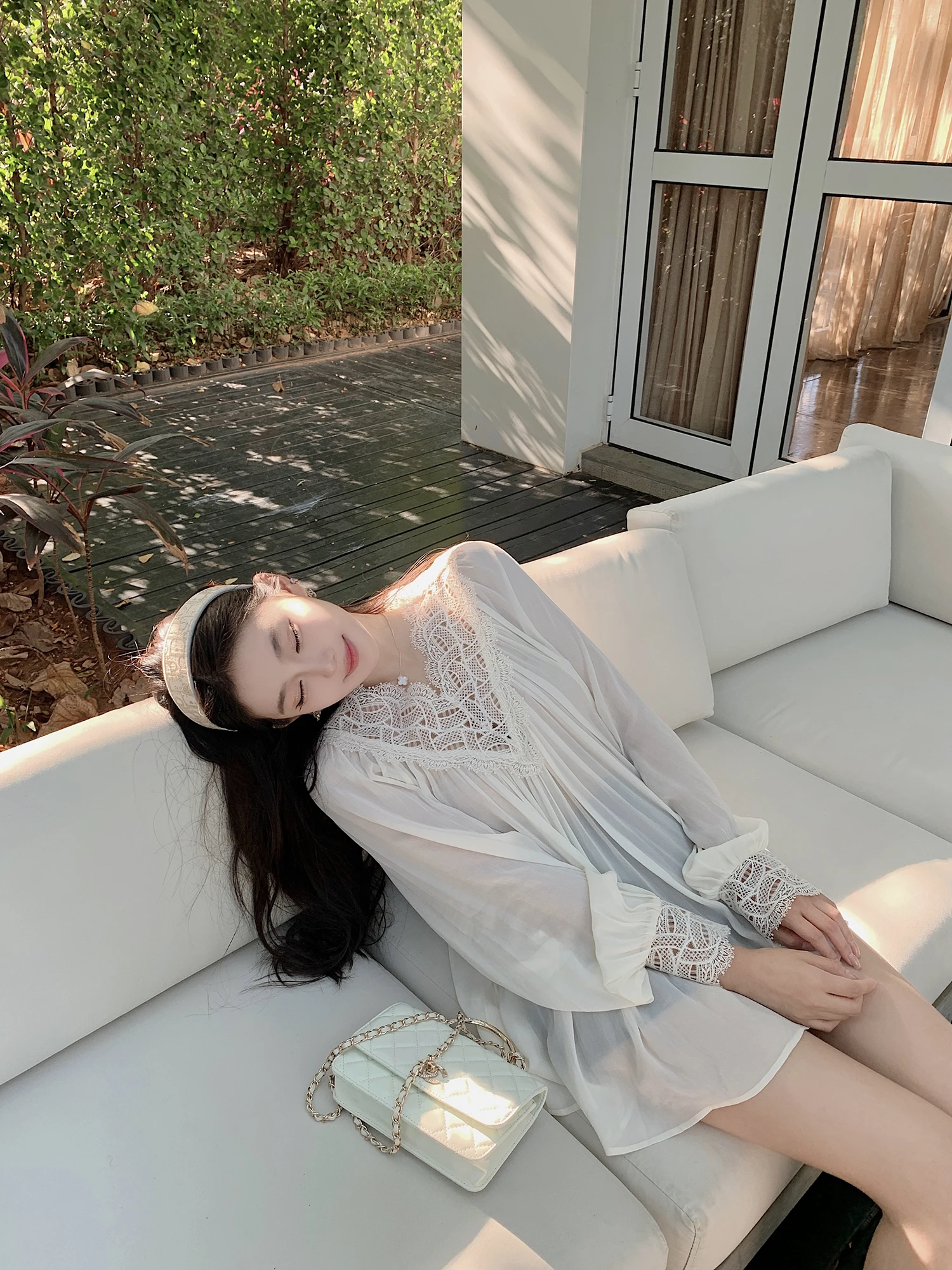 

Lilylikes Aura Elf Lightweight Fairylike Silk Material Gentle Sense Lace Splicing irt Women's Summer Breathable Long Sve...