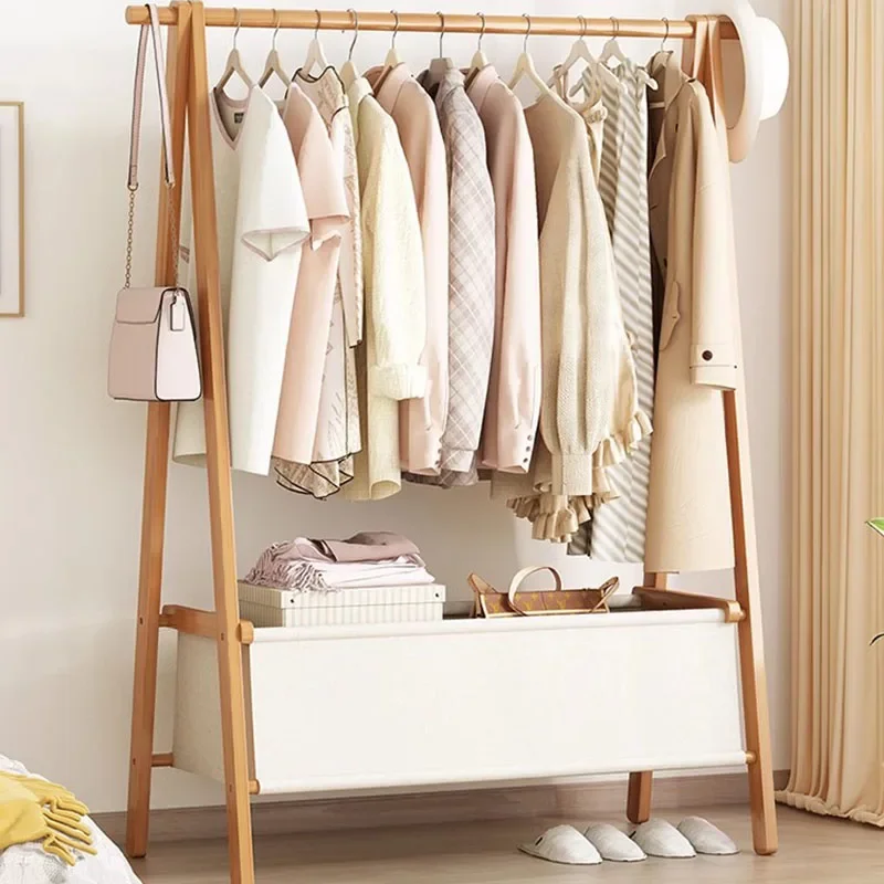 Bamboo Evening Dress Coat Stand Hat Bag Pants Wardrobe Nordic Clothes Hanger Open Drying Cheap Rack Para Ropa Home Furniture