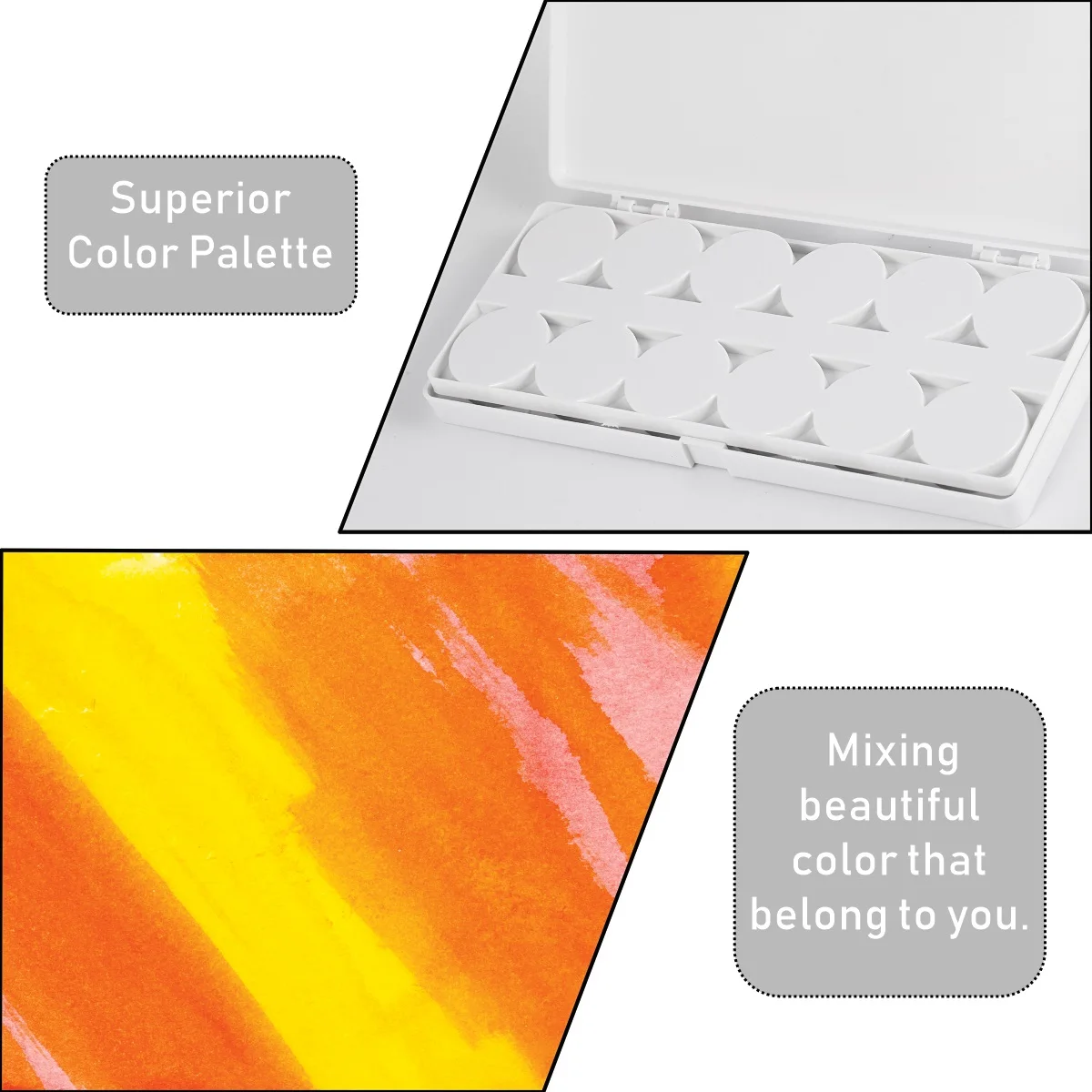 

Watercolor Paint Palette Mixing Plate Gouache Drawing Mixed Board Painting White