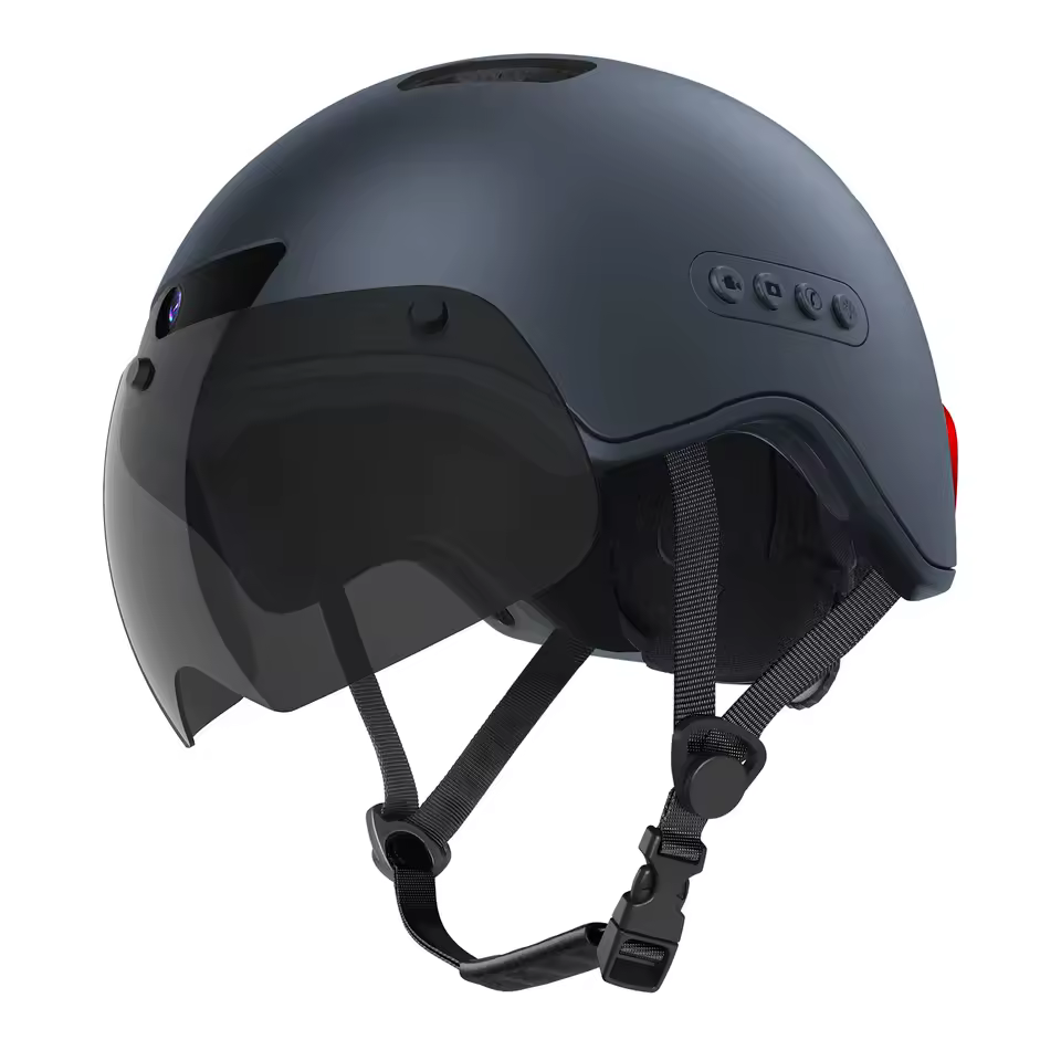 Bluetooth Smart Bicycle Helmet, Men's City Commuter with Dashcam and Detachable Visor LED Rear Light Function