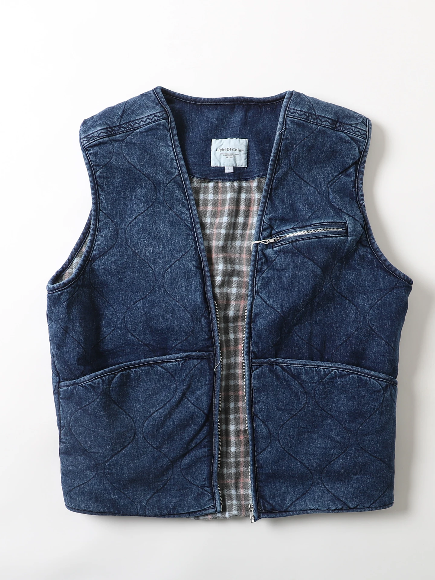 

Japanese Retro Denim V-Ne Open Cardigan Men's Warm Cotton Vest Svel oulder Pad Winter Faion Outerwear