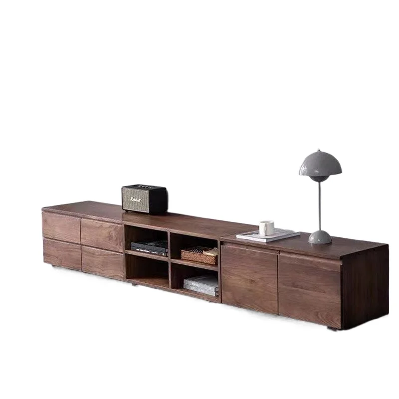 

Style Black Walnut TV Rack Cabinet Drawer Apartment Living Room Bedroom Furniture Storage